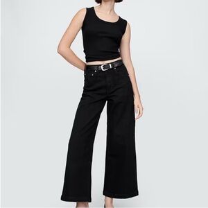 NWT! GAP Black Curvy High Rise Stride Wide-Leg Ankle Jeans  - 29P / 8P 🩷 #780814
